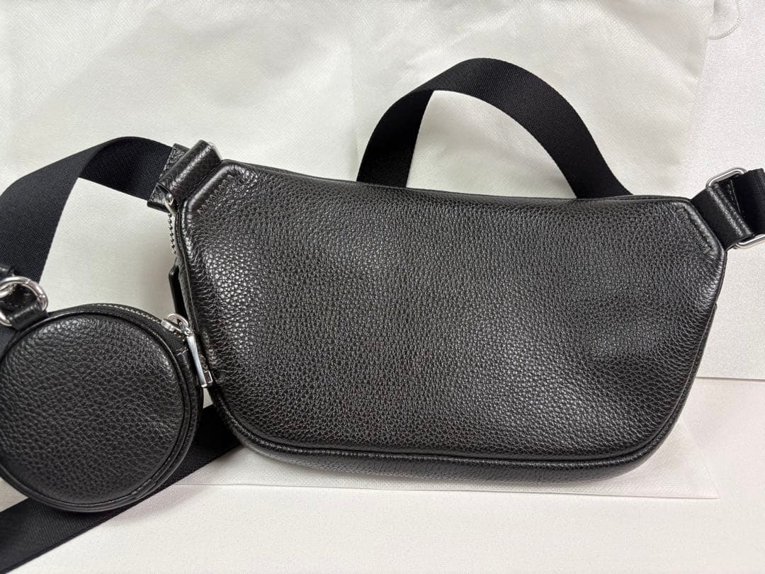 【中古美品】コーチ CJ507 エリアス ボディバッグ ポーチ付　メンズ レザー