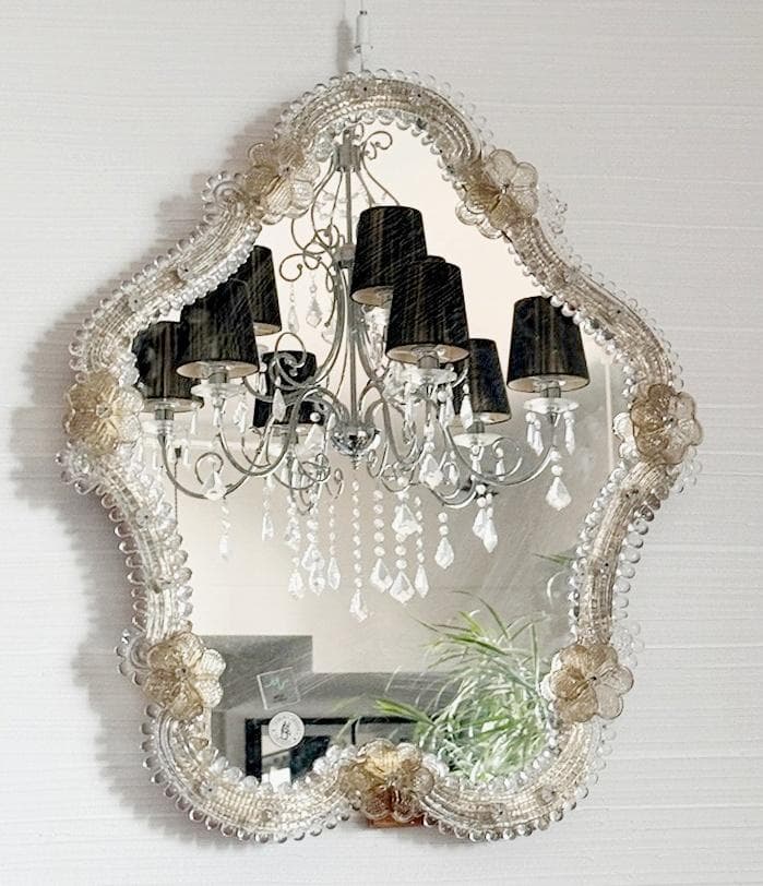 売約　ムラーノガラス　＜Ａ＞　壁掛け・スタンドミラー　ベネチアンガラス　イタリア