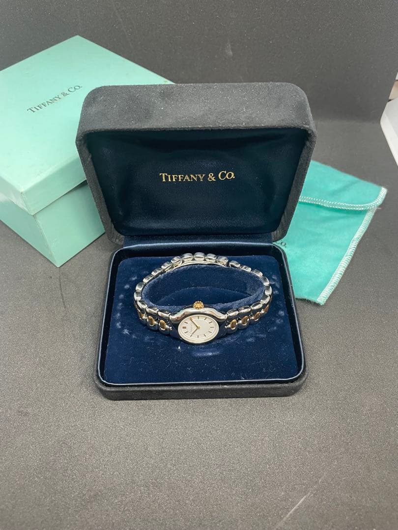 Tiffany k18×SS腕時計