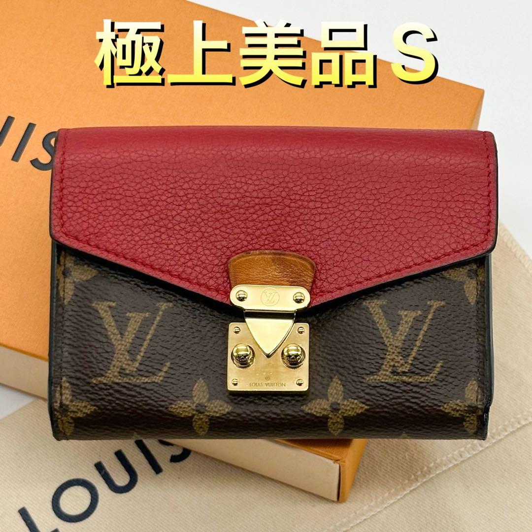 ルイヴィトン ポルトフォイユ パラス コンパクト レッド 三つ折り モノグラム