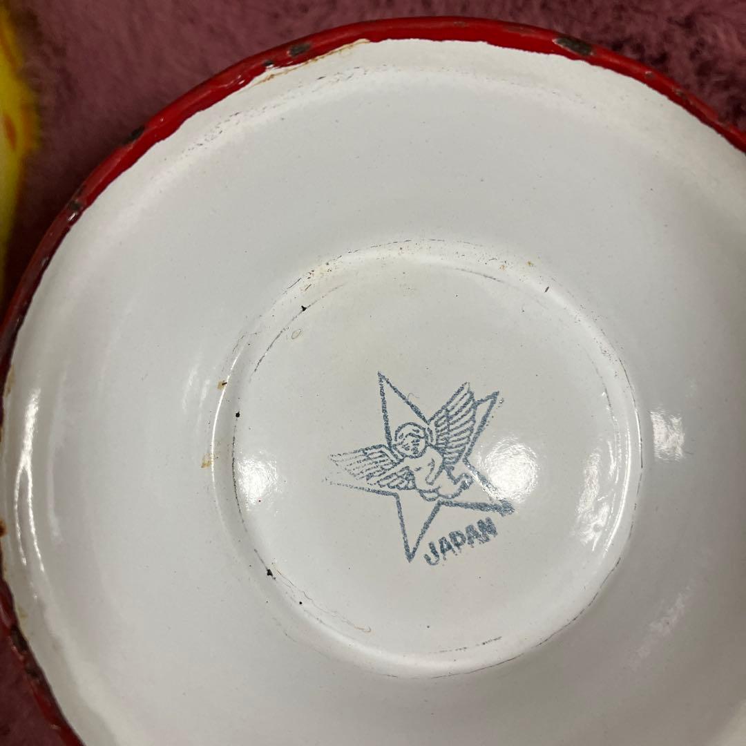 花柄ボウルセット 蓋付き 大中　ホーロー　アンティーク　ビンテージ