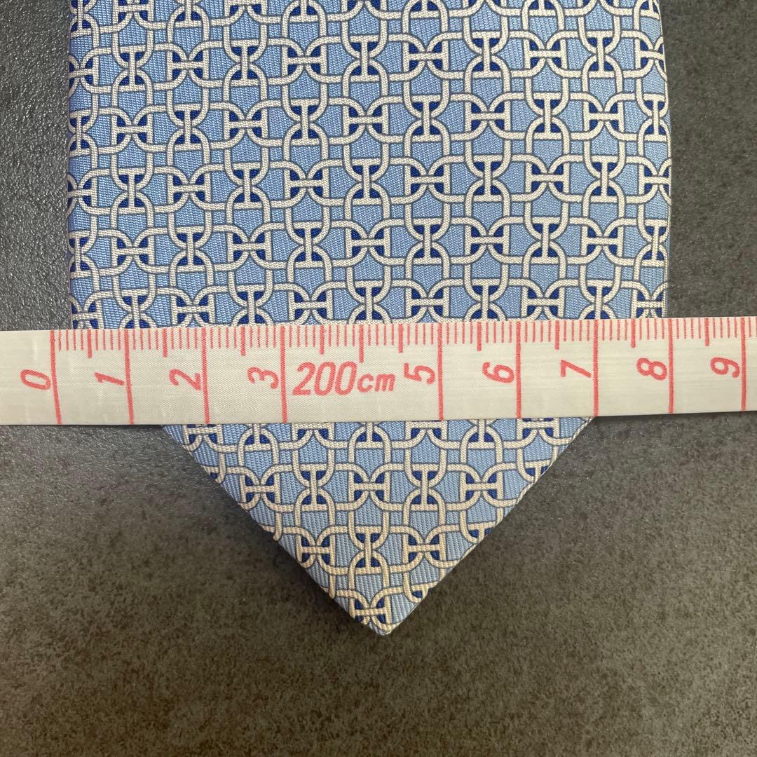 ❣️新品未使用タグ付❣️エルメス HERMES シルクタイ　H柄　ブルー　水色