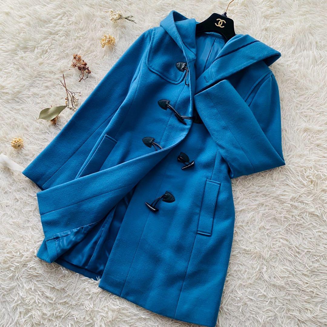 ダーマコレクション●美品●ウール100% ロングダッフルコート 牛革トグル釦 M