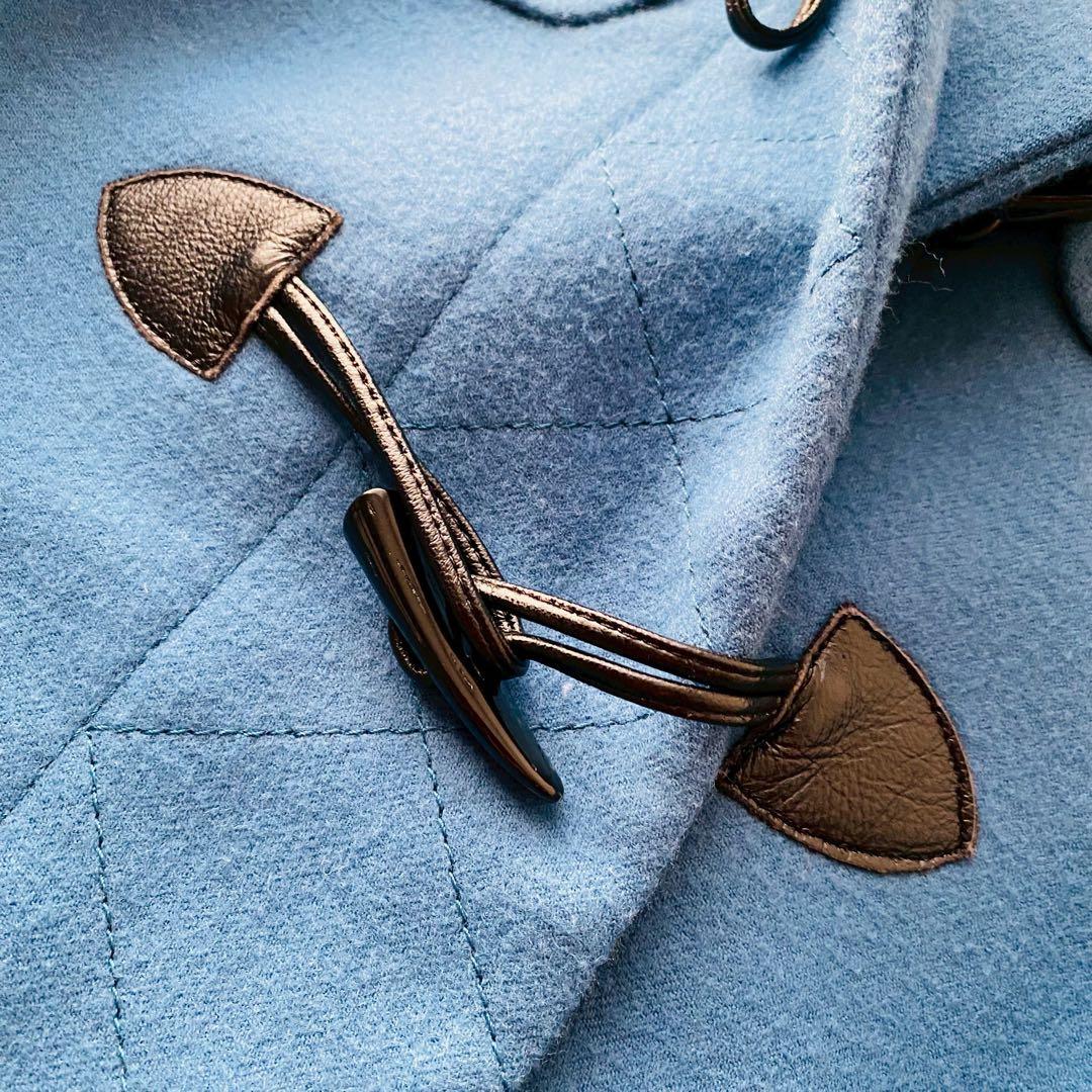 ダーマコレクション●美品●ウール100% ロングダッフルコート 牛革トグル釦 M