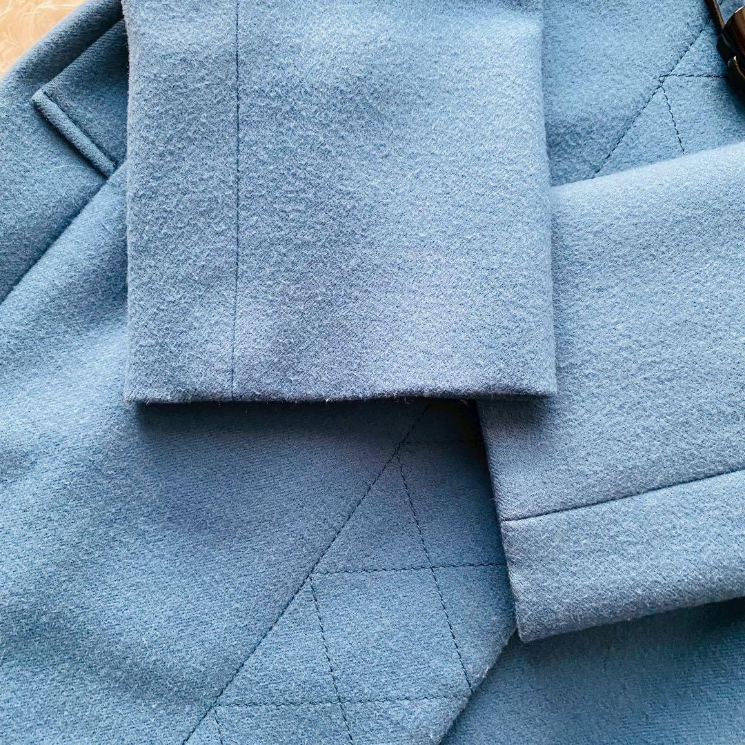 ダーマコレクション●美品●ウール100% ロングダッフルコート 牛革トグル釦 M