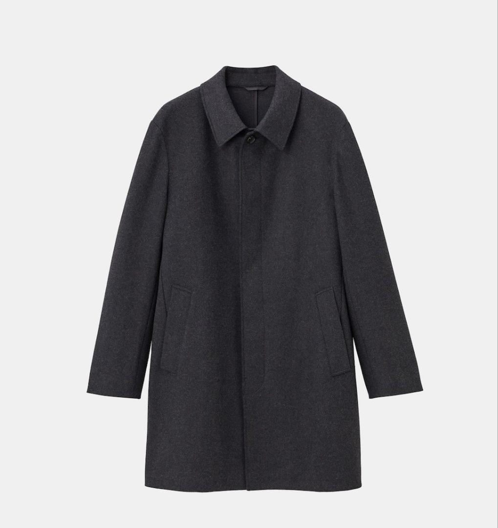 【未使用】PLST プレシャスニットメルトンステンカラーコート ダークグレー S