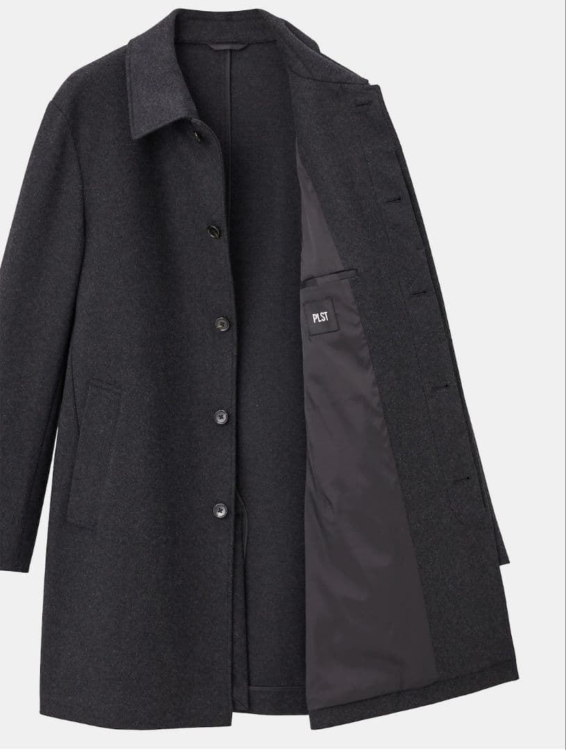 【未使用】PLST プレシャスニットメルトンステンカラーコート ダークグレー S