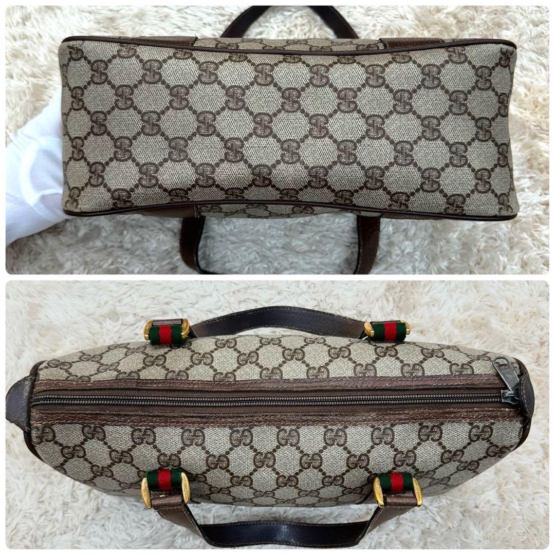 【美品】グッチ ミニボストンバッグ ベージュ スプリーム シェリーライン