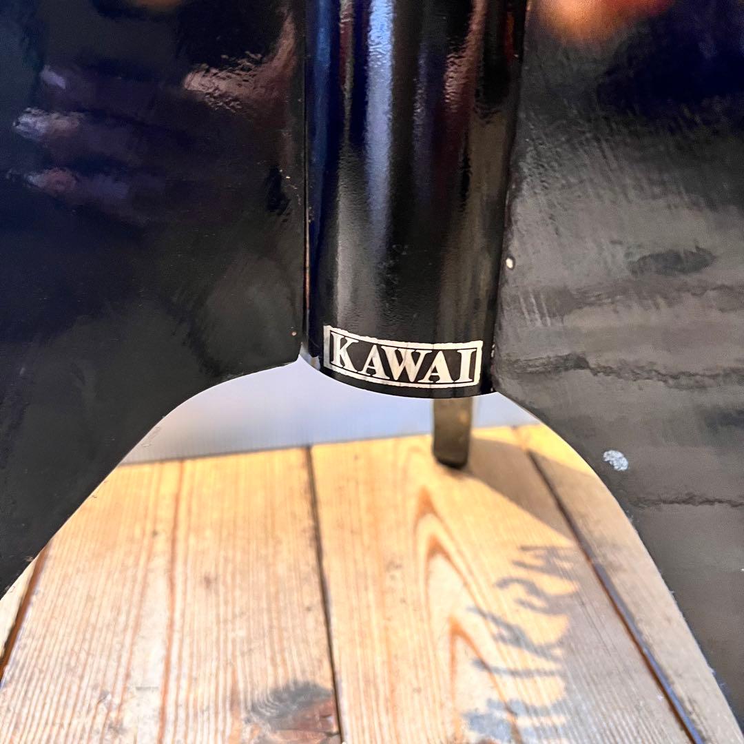 KAWAI ピアノ 丸椅子 レトロ アンティーク 回転イス チェア 紫 パープル