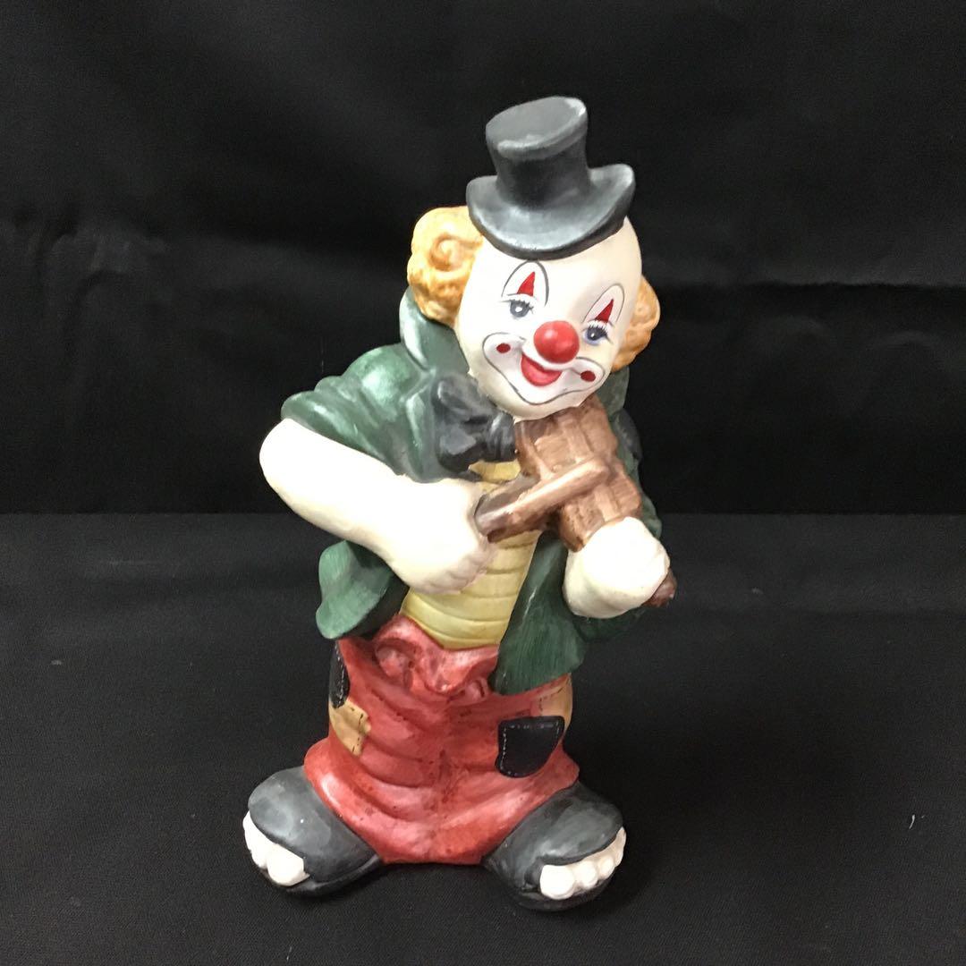 カラフルなピエロ陶器置き物　高さ27cm 4体セット　レトロ　アンティーク