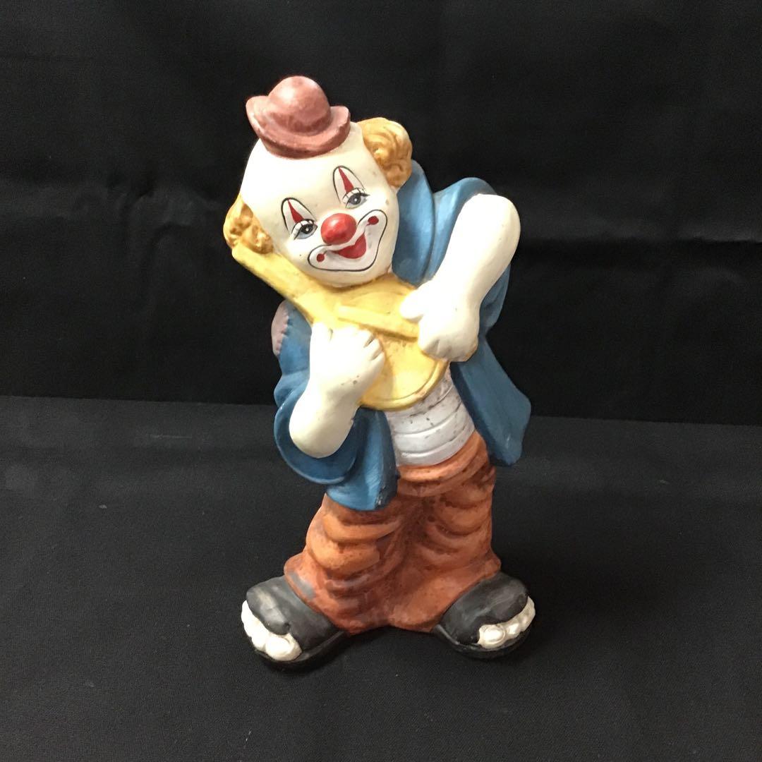 カラフルなピエロ陶器置き物　高さ27cm 4体セット　レトロ　アンティーク