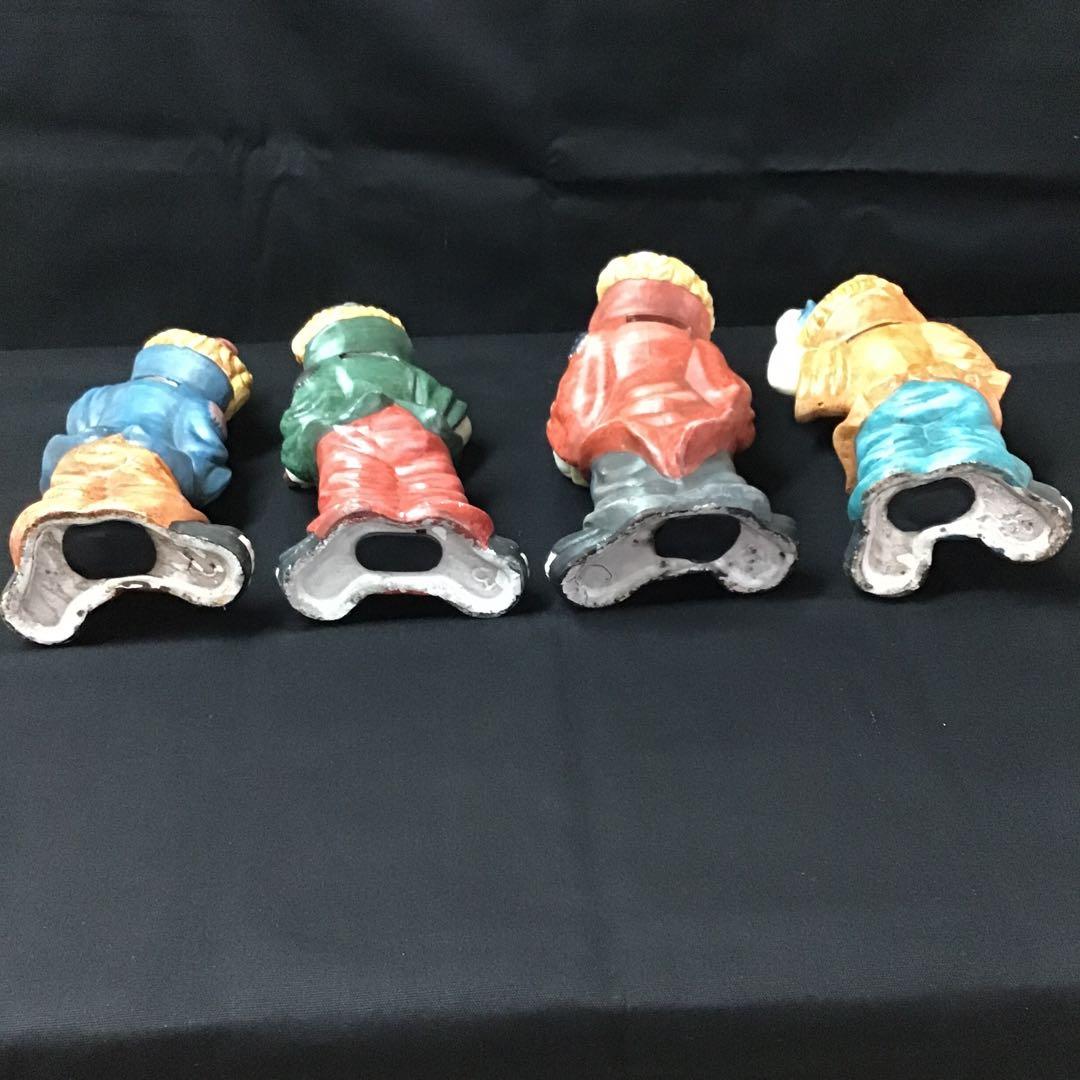 カラフルなピエロ陶器置き物　高さ27cm 4体セット　レトロ　アンティーク