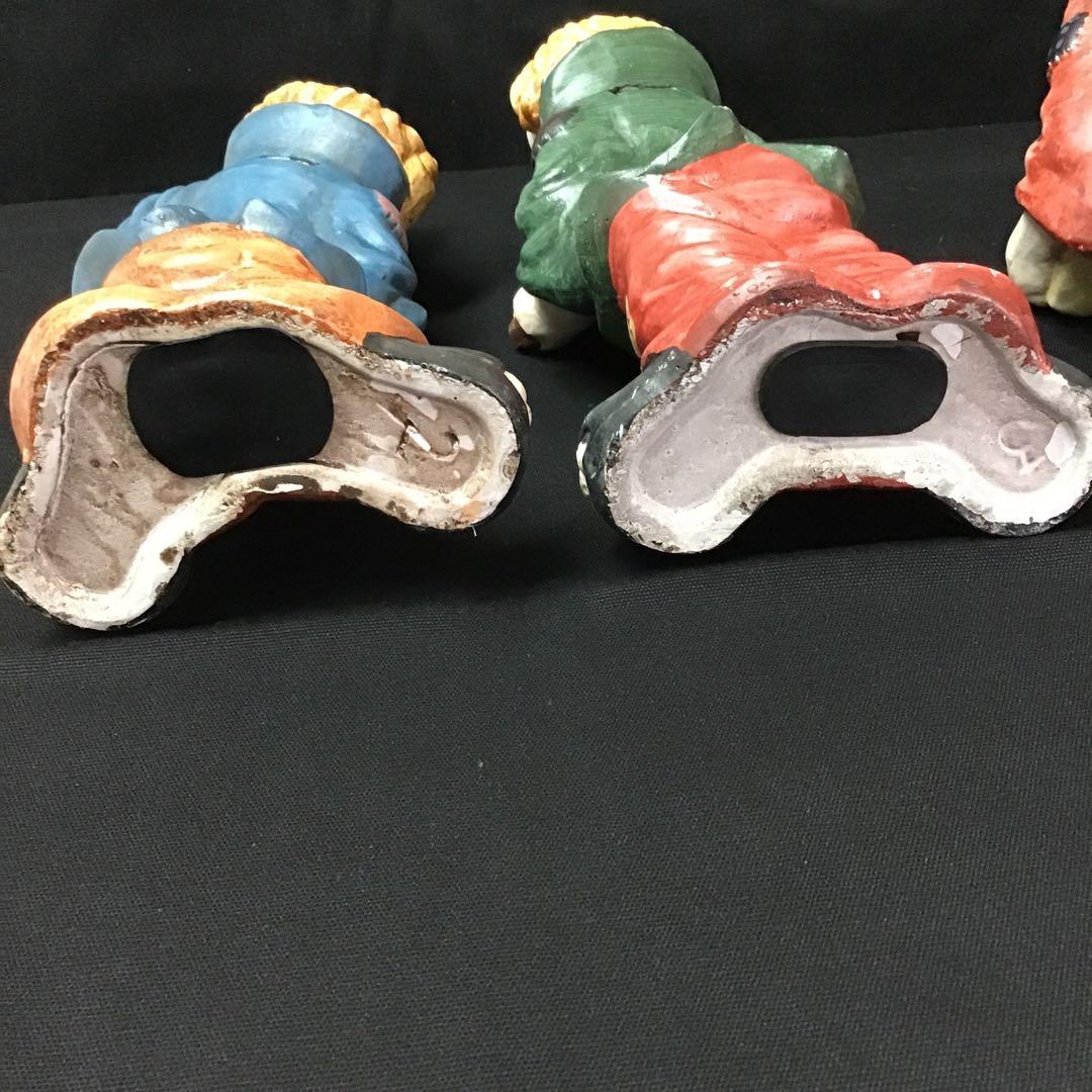 カラフルなピエロ陶器置き物　高さ27cm 4体セット　レトロ　アンティーク