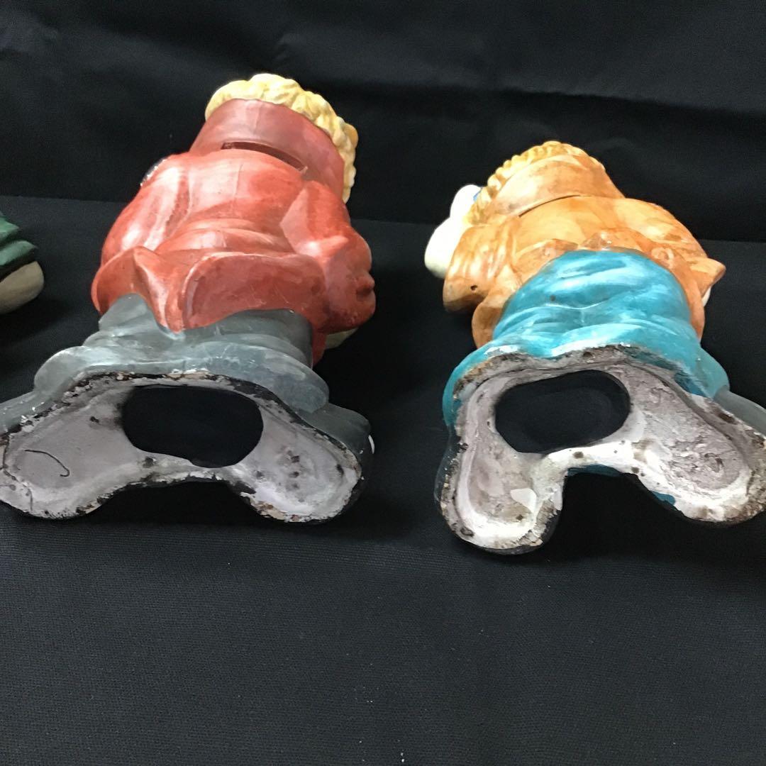 カラフルなピエロ陶器置き物　高さ27cm 4体セット　レトロ　アンティーク