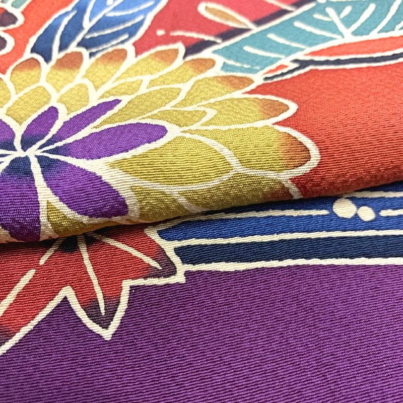 512z3〇小柄な方にも 紅型振袖 菊 橘 鳥 辛子色〇美品 成人式 結婚式