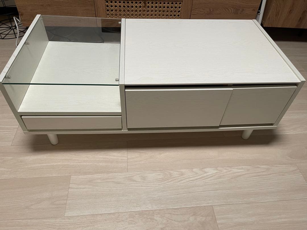 LOWYA ドレッサーテ－ブル ロ－テ－ブル 引き出し付き 化粧台 ホワイト