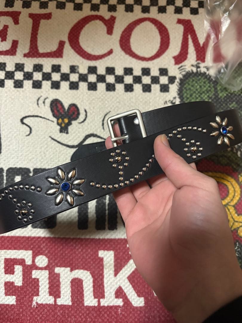 スタッツベルト ブラックA’gem/エージェム HTC似 フラワースタッツ