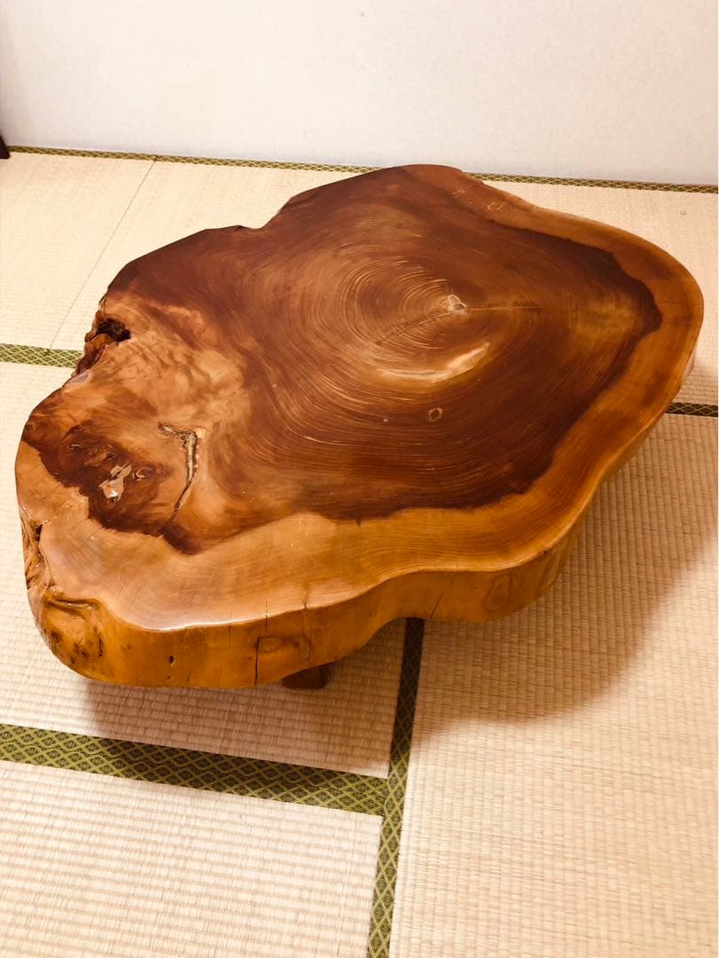 【格安出品】50年以上前の屋久杉　輪切り座卓　ローテーブル 68kg 一枚板