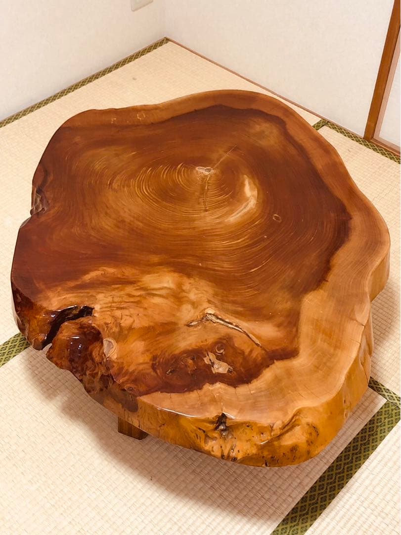 【格安出品】50年以上前の屋久杉　輪切り座卓　ローテーブル 68kg 一枚板