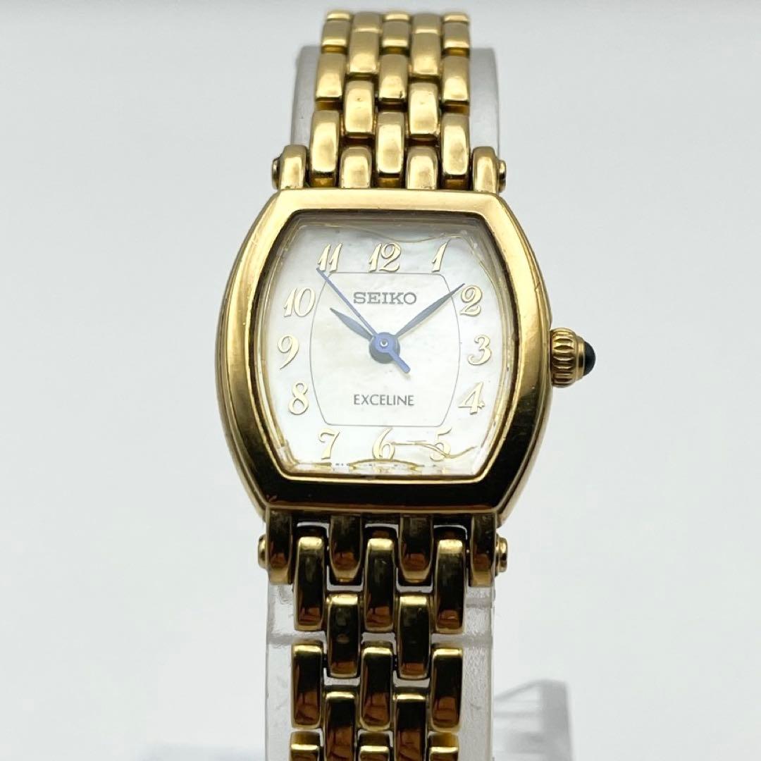 セイコー EXCELINE レディース腕時計 トノー ゴールド クォーツ 稼働品