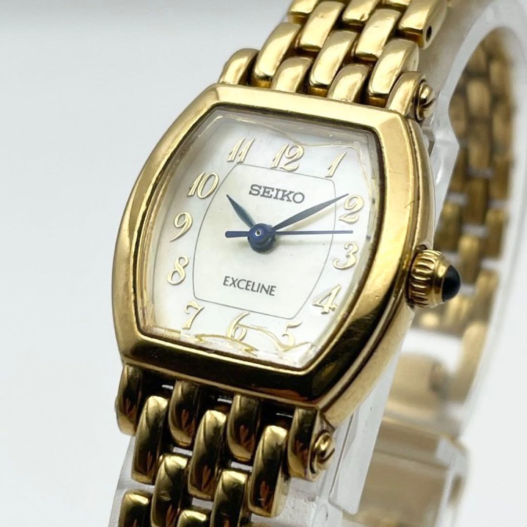 セイコー EXCELINE レディース腕時計 トノー ゴールド クォーツ 稼働品