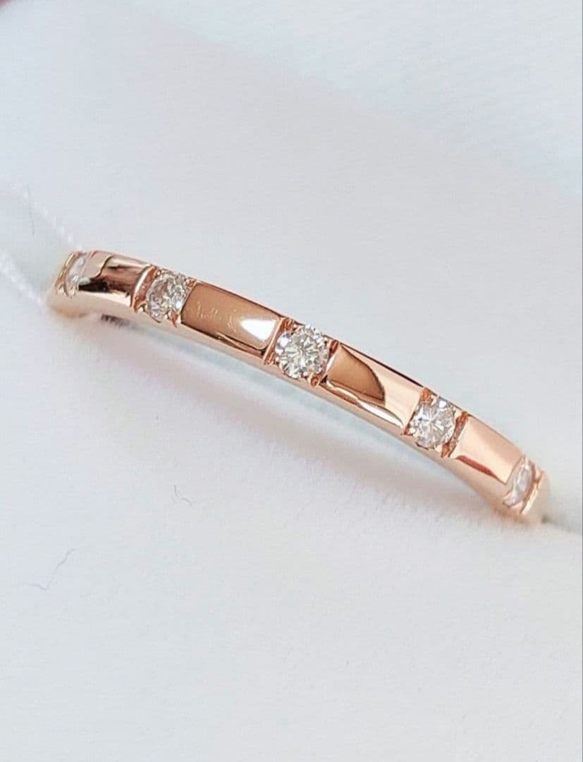 新入荷 未使用品 k18PG 天然ダイヤモンド 0.10ct リング