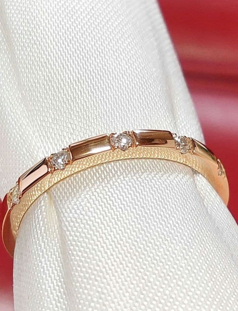 新入荷 未使用品 k18PG 天然ダイヤモンド 0.10ct リング