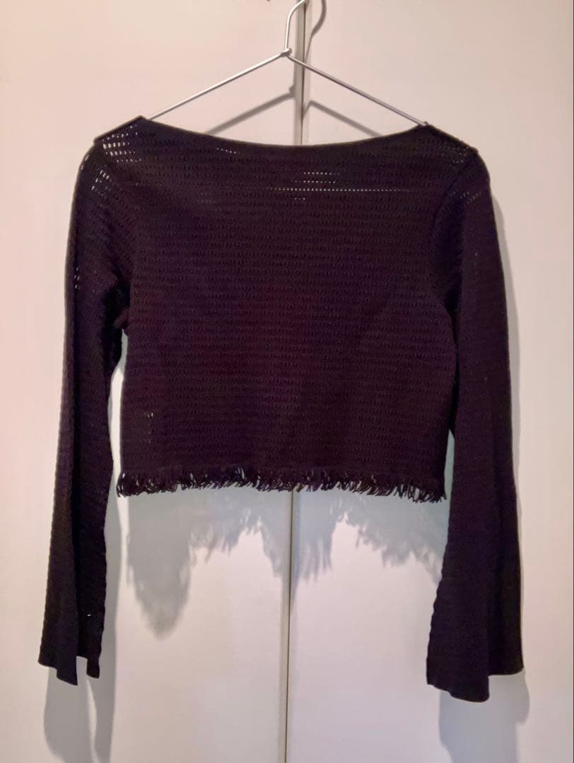 チャコット【ノーソーイングニット】フレアースリーブショートニットトップ