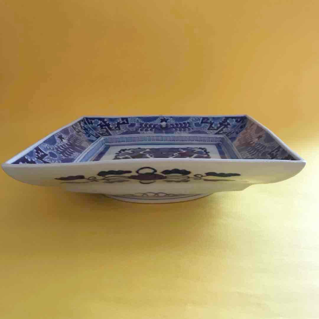 骨董染付角大皿