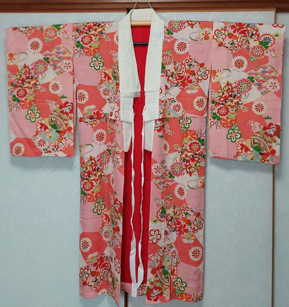 NA111アンティーク着物長襦袢綺麗しつけ糸付き着丈124センチ裄丈63センチ