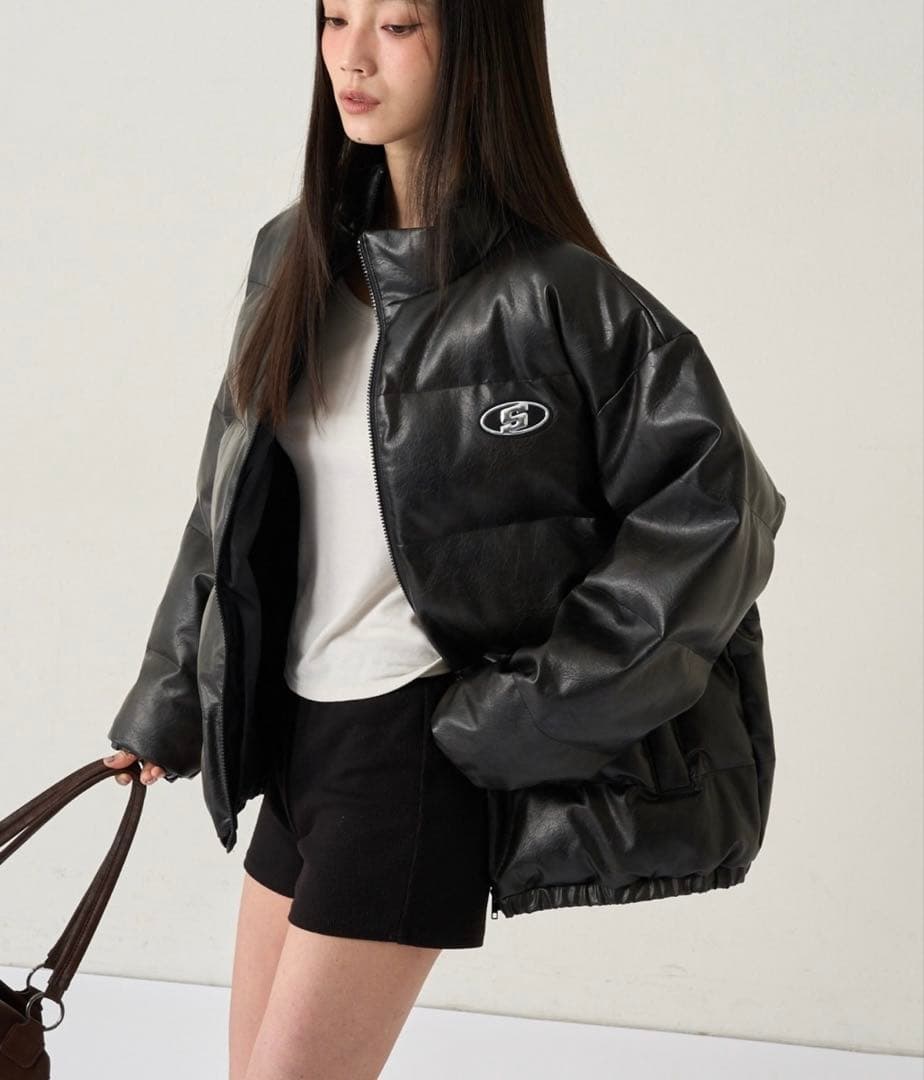 Sロゴヴィンテージライクレザーブルゾン
