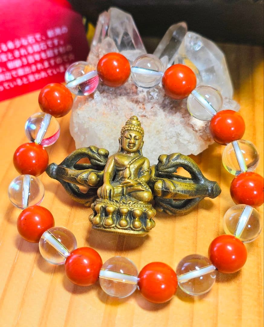 金運最強‼️金色の大黒天さまと佐渡の赤玉石のブレスの2個セット‼️
