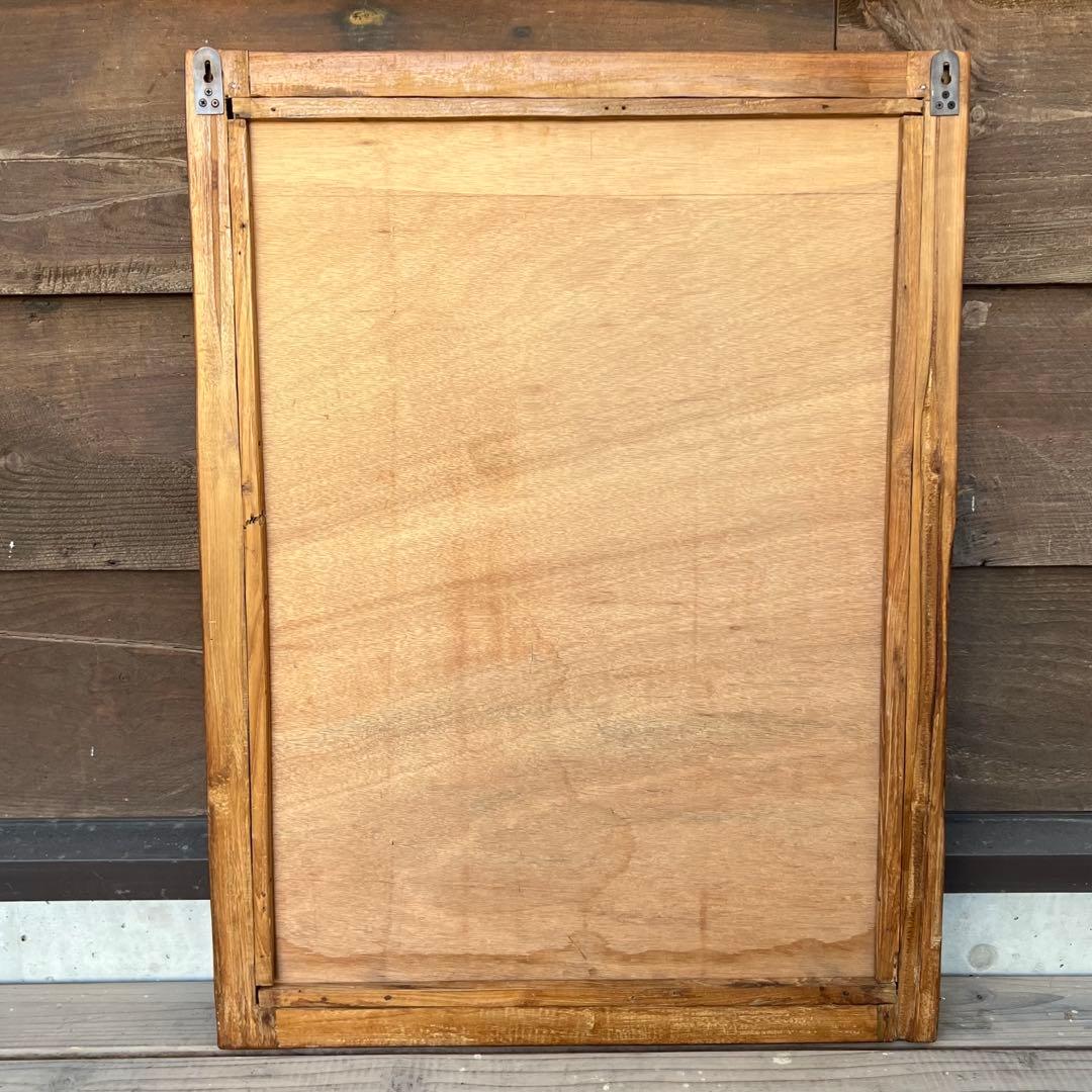 一点物 オールドチーク材の壁掛け鏡 80cm × 60cm 木製フレーム 無垢材