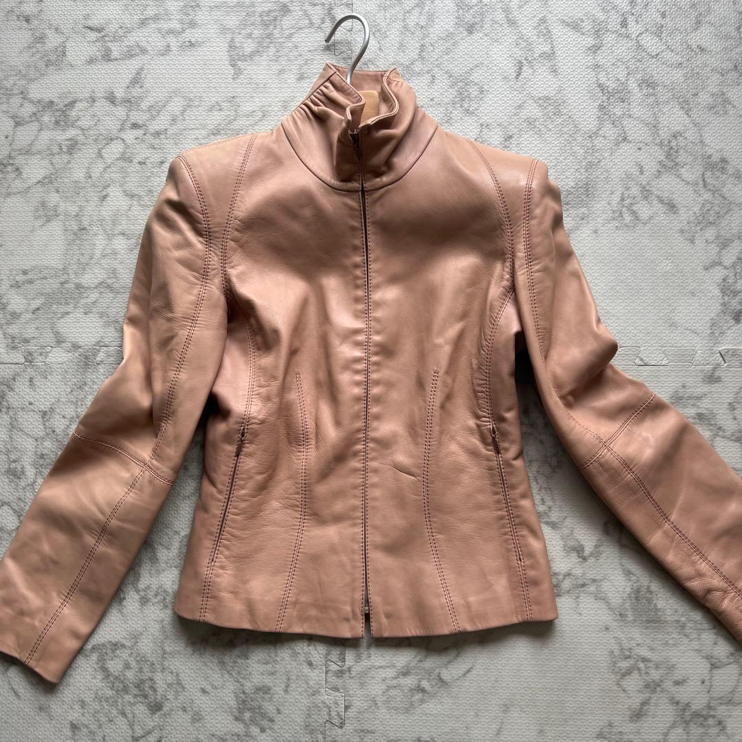 ロエベ レザージャケット ピンク アナグラム レディース 38 ビンテージ