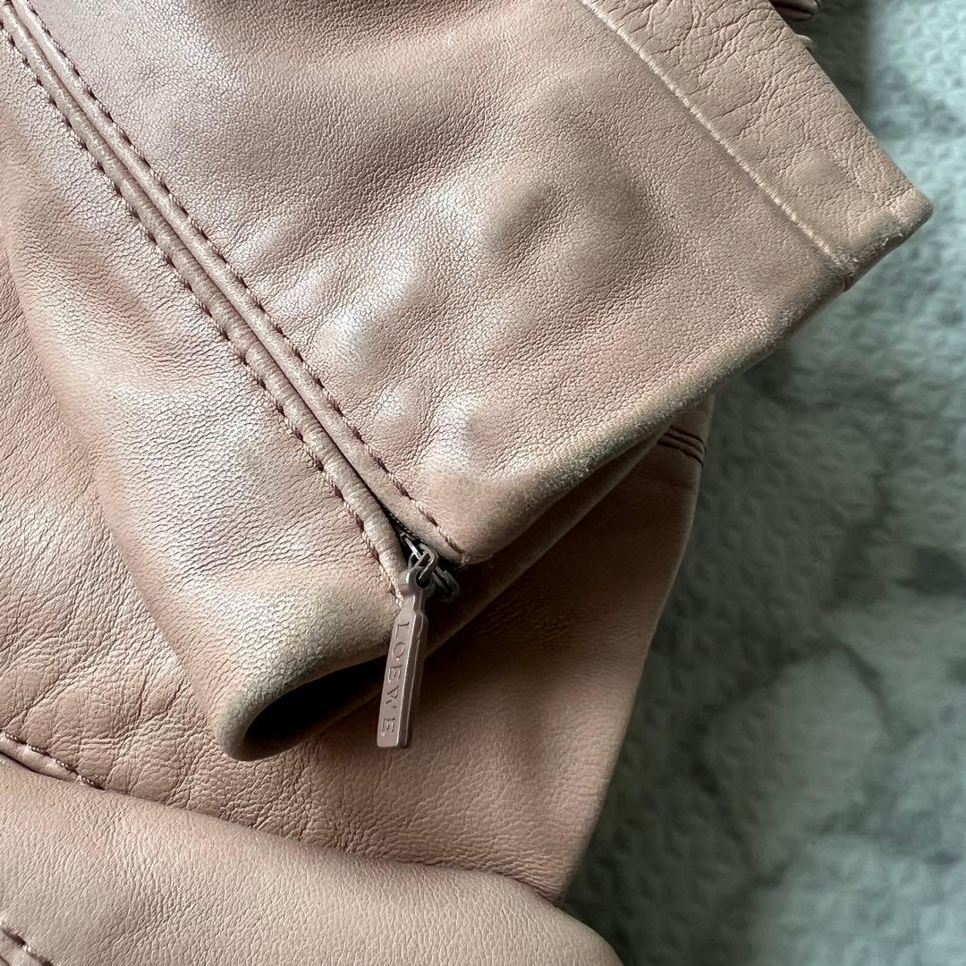 ロエベ レザージャケット ピンク アナグラム レディース 38 ビンテージ