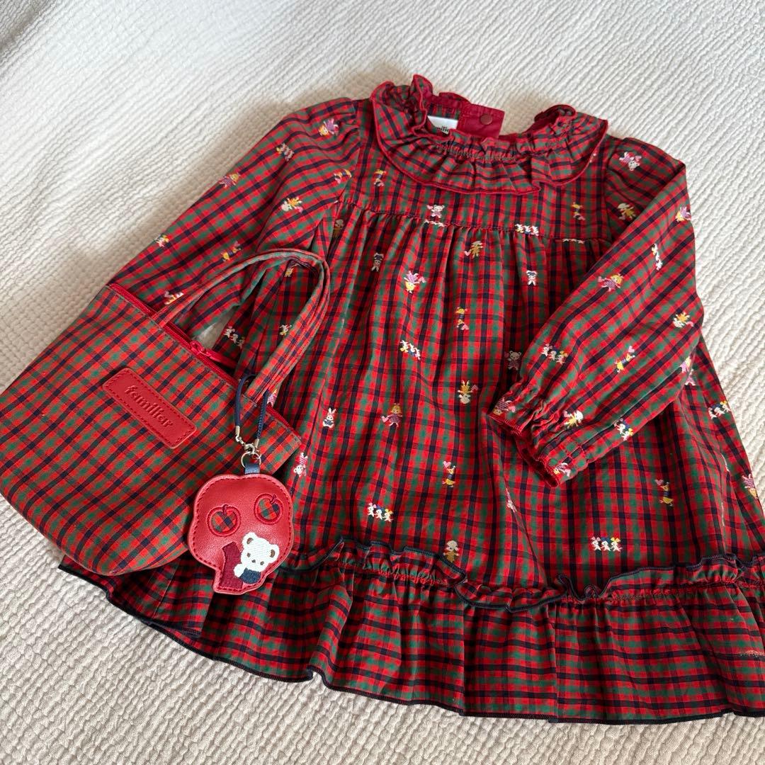 現行品！Familiar☆チェックチュニック☆90