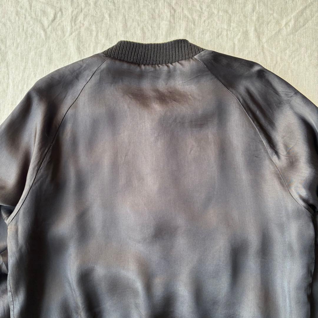 SKULL WORKS スカル 骸骨 龍 刺繍 スカジャン ブラック レーヨン