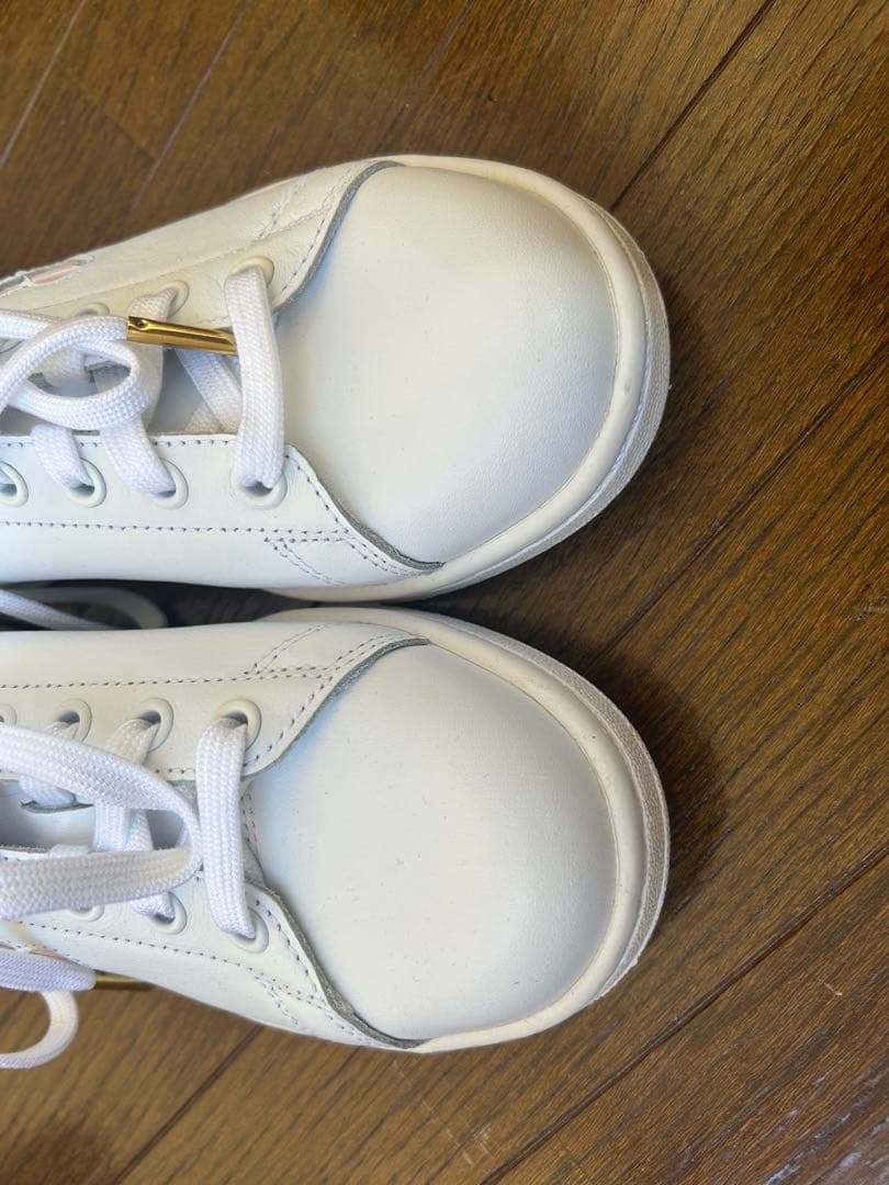 【美品】　adidas スタンスミス ホワイト レザースニーカー　ピンクハート