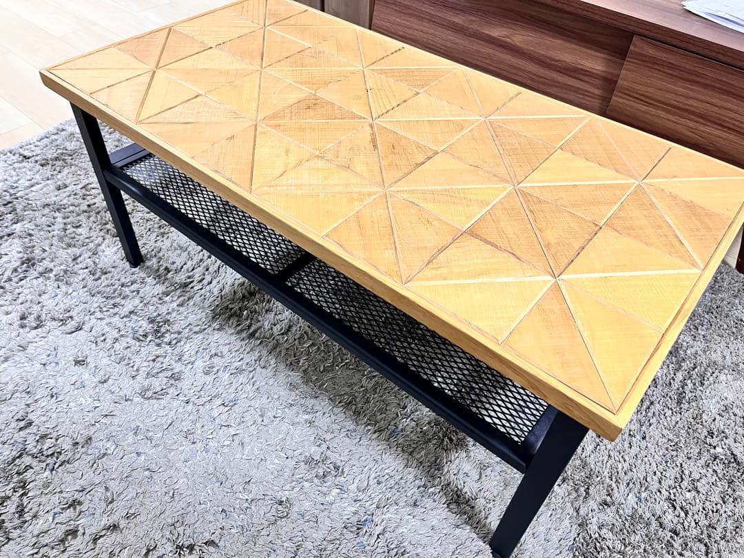 センターテーブル 90cm × 46cm 木製 スチール 黒