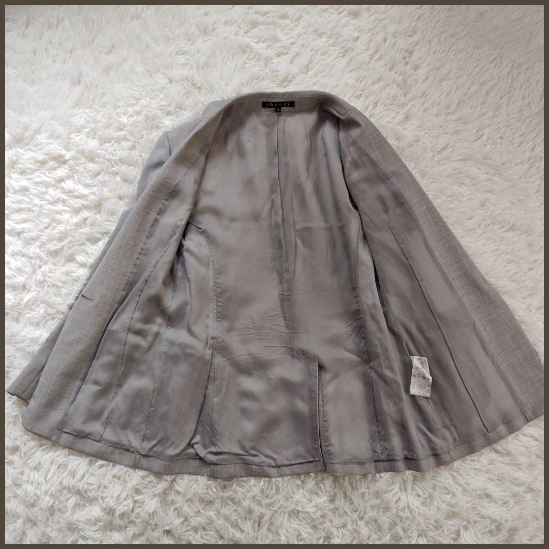 セオリー　パンツスーツ　セットアップ　ビジネス　フォーマル　グレー　1つボタン