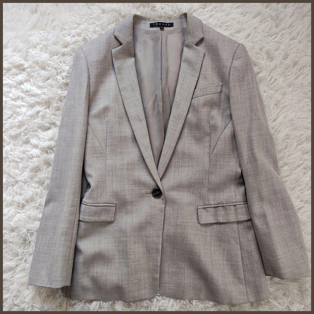 セオリー　パンツスーツ　セットアップ　ビジネス　フォーマル　グレー　1つボタン