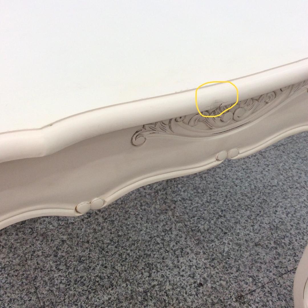 ダイニングテーブル ホワイト 猫脚 アンティーク ロココ調 引き出し付