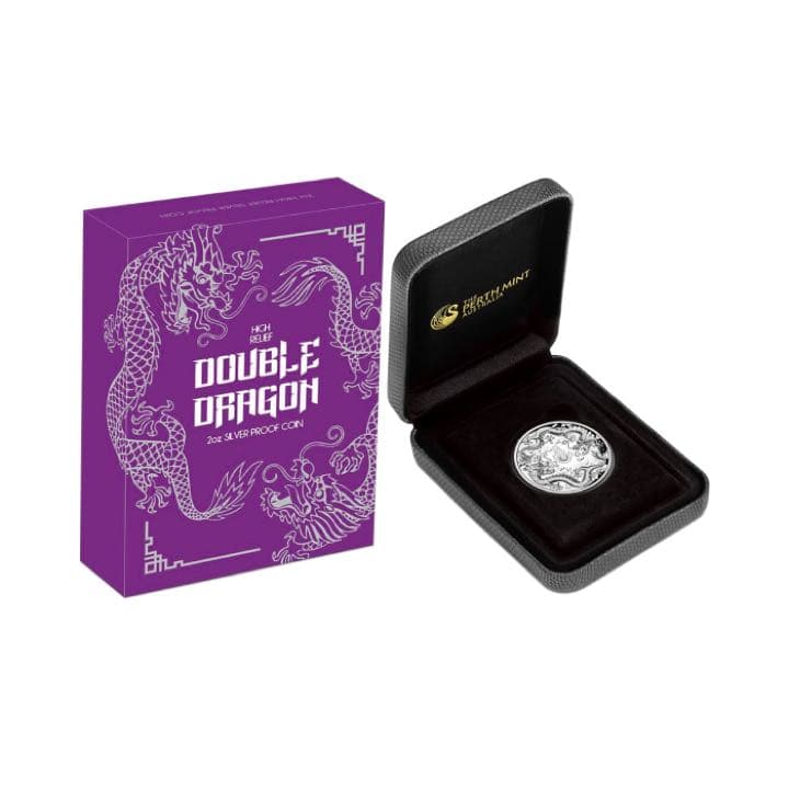 リ*ゴ様 ダブルドラゴン　ハイレリーフプルーフ2oz銀貨