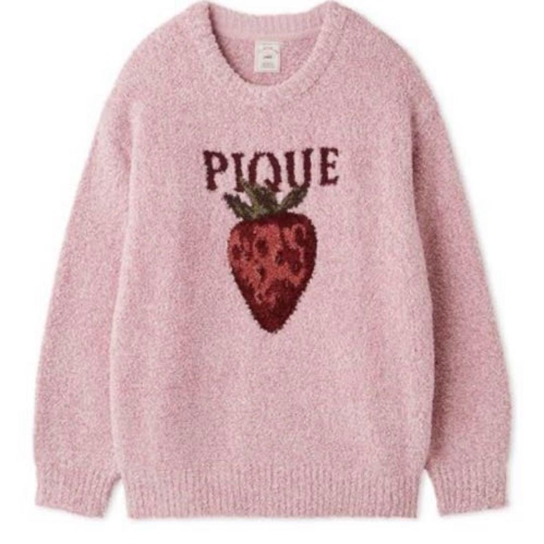 【新品】ジェラートピケ　ストロベリージャガードプルオーバー&ツイルロングパンツ