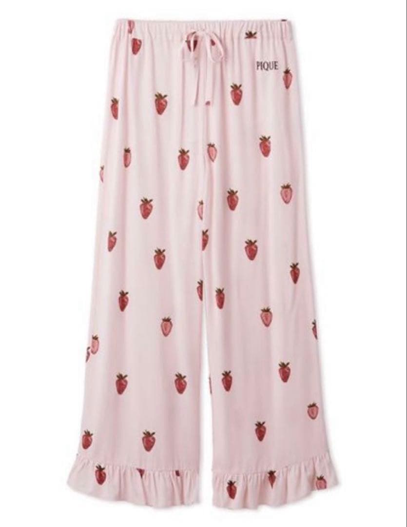 【新品】ジェラートピケ　ストロベリージャガードプルオーバー&ツイルロングパンツ