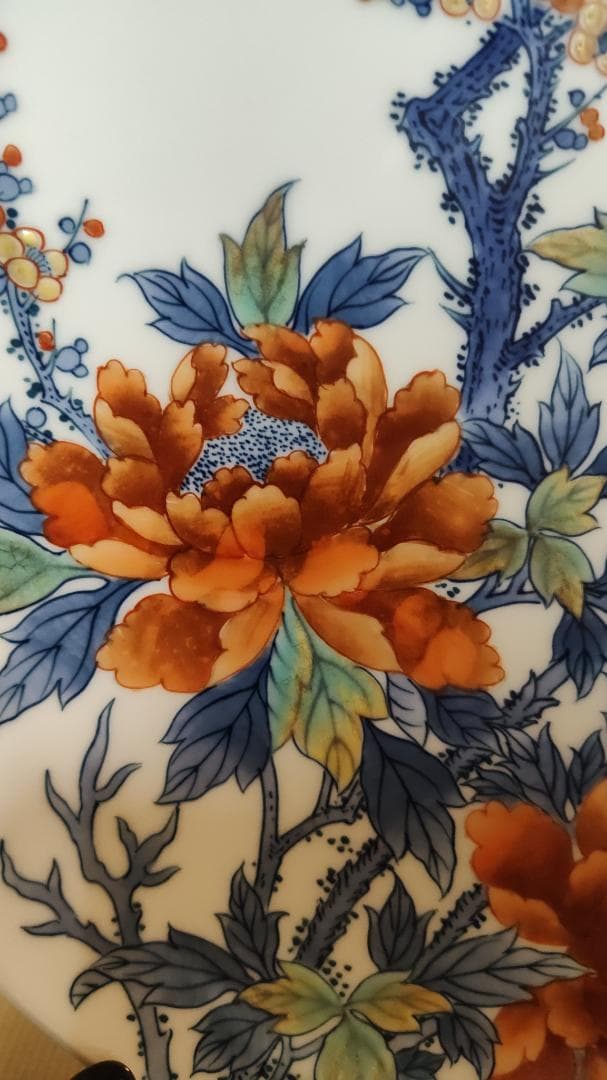 鍋島焼　花柄の陶磁器皿　額皿