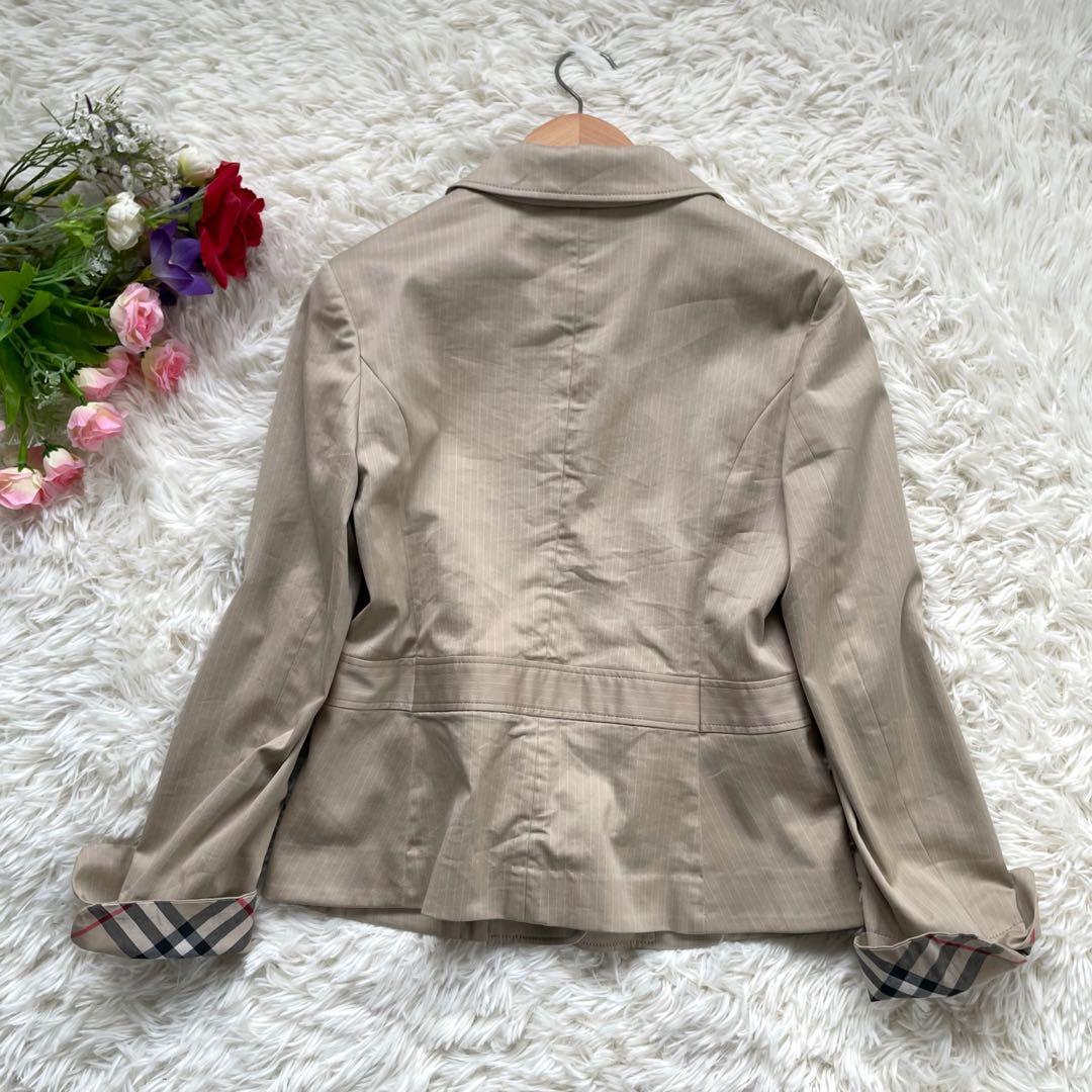 バーバリーロンドン ベージュストライプシングル2Bパンツスーツノバチェック
