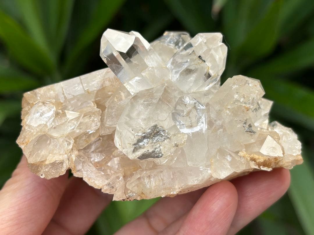 インド　ジャイナラ産水晶クラスター　422g ヒマラヤ水晶 透明度　照り艶