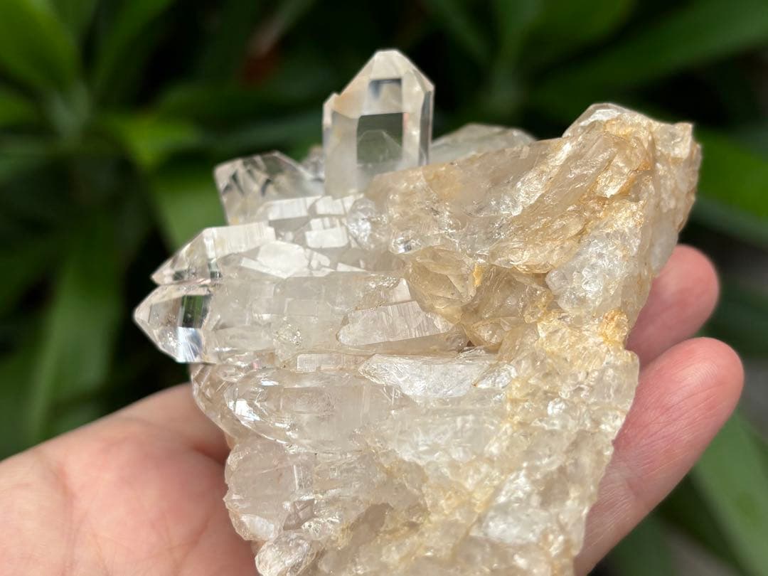 インド　ジャイナラ産水晶クラスター　422g ヒマラヤ水晶 透明度　照り艶