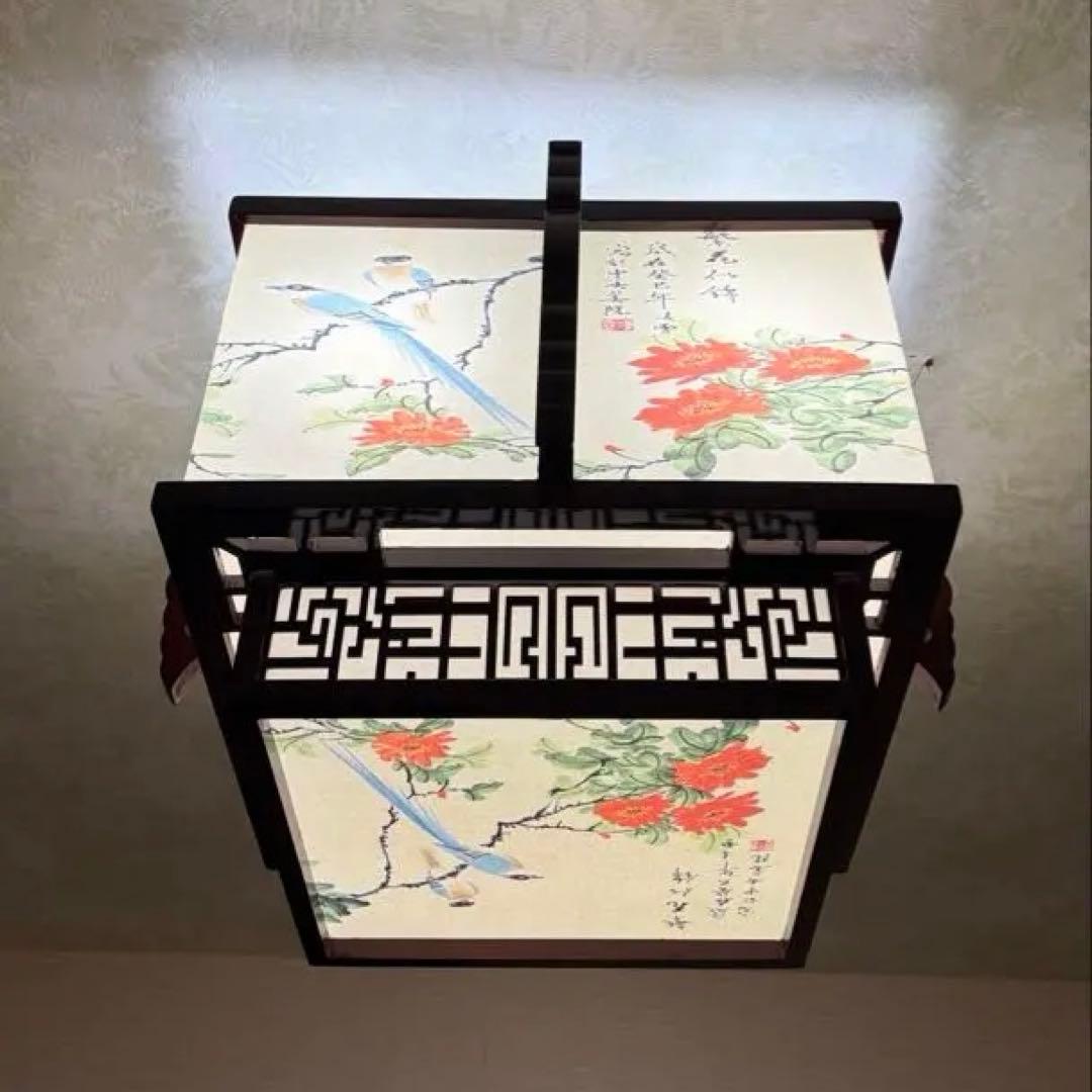 【和風 天井照明／シーリングライト】アンティーク調・鳥と花の絵柄